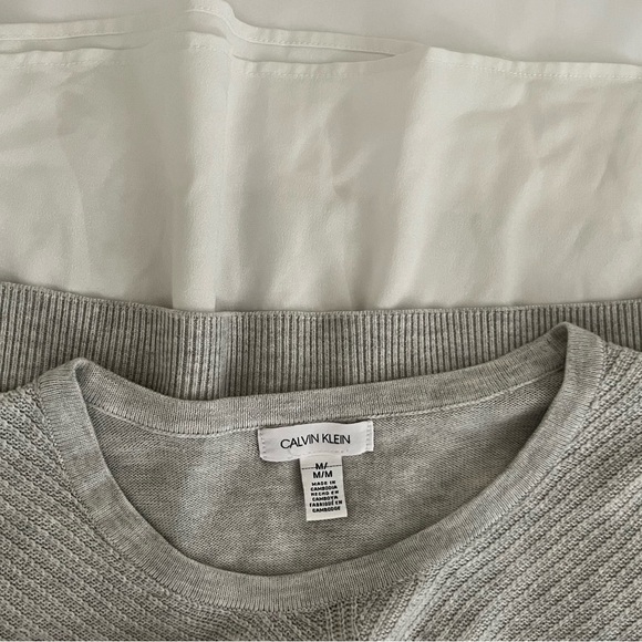 Calving Klein Women’s Layered Look Knit Sweater Size Medium Color Grey/White - Picture 5 of 8